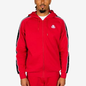 222 Banda Zamin 4 Zip Up Hoodie - Red Racing Black White